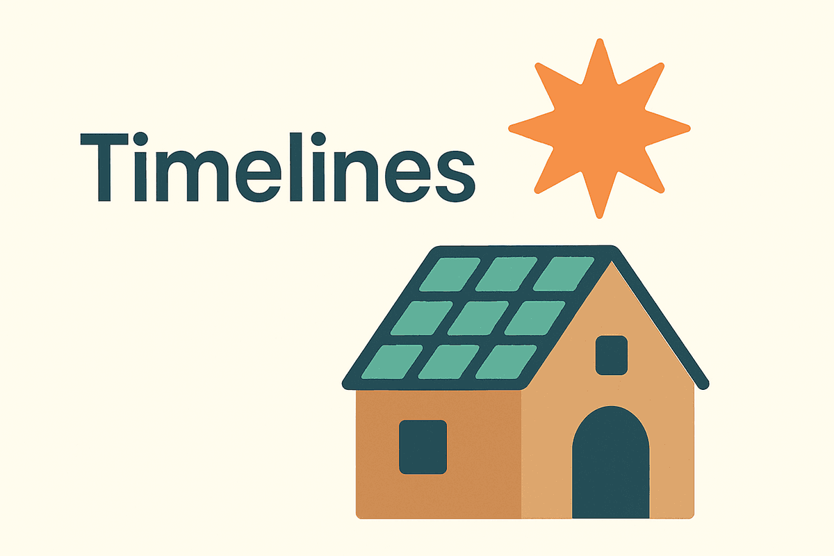 Timeline showing the solar installation process from start to finish