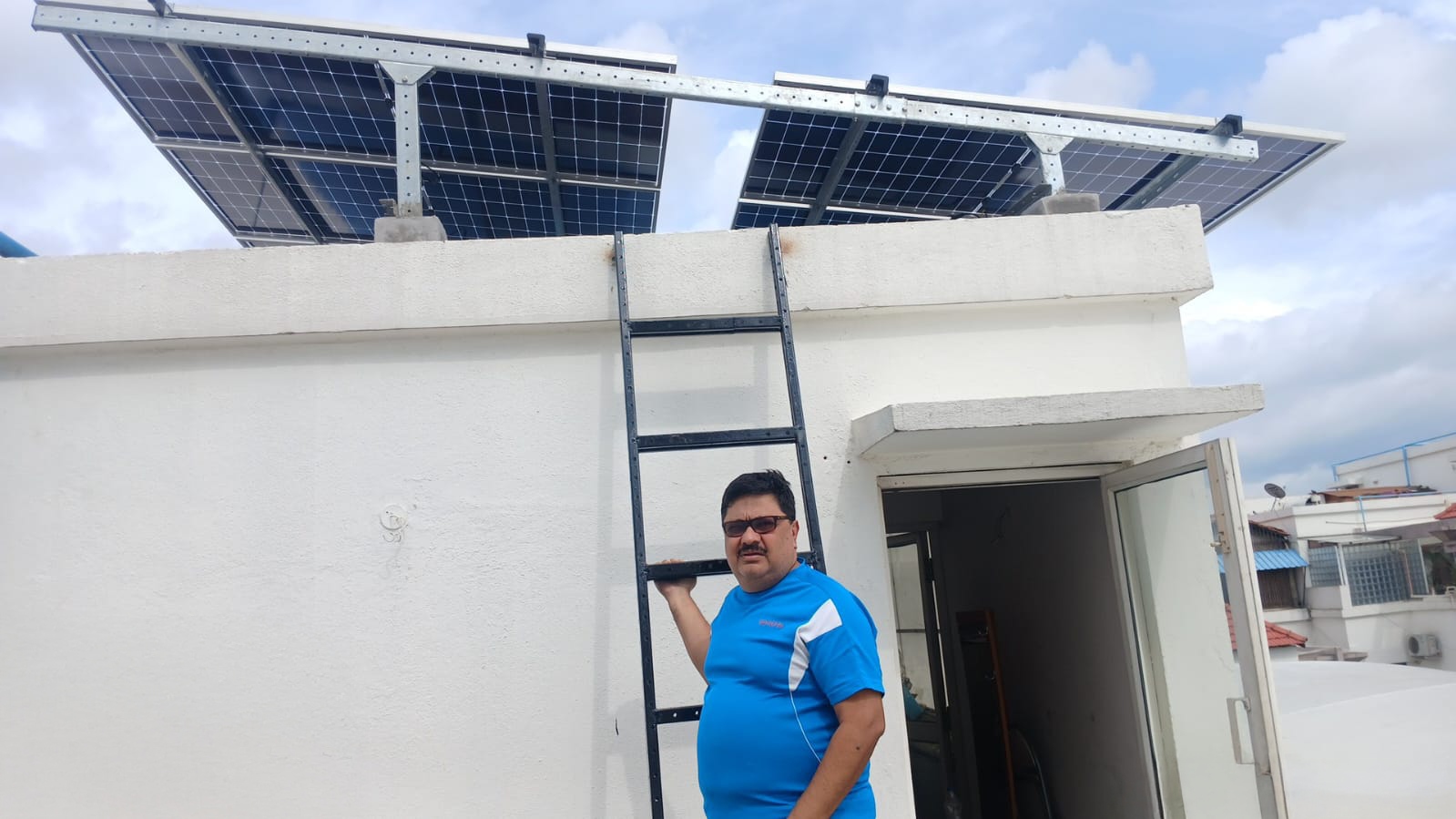 Happy customer with solar installation