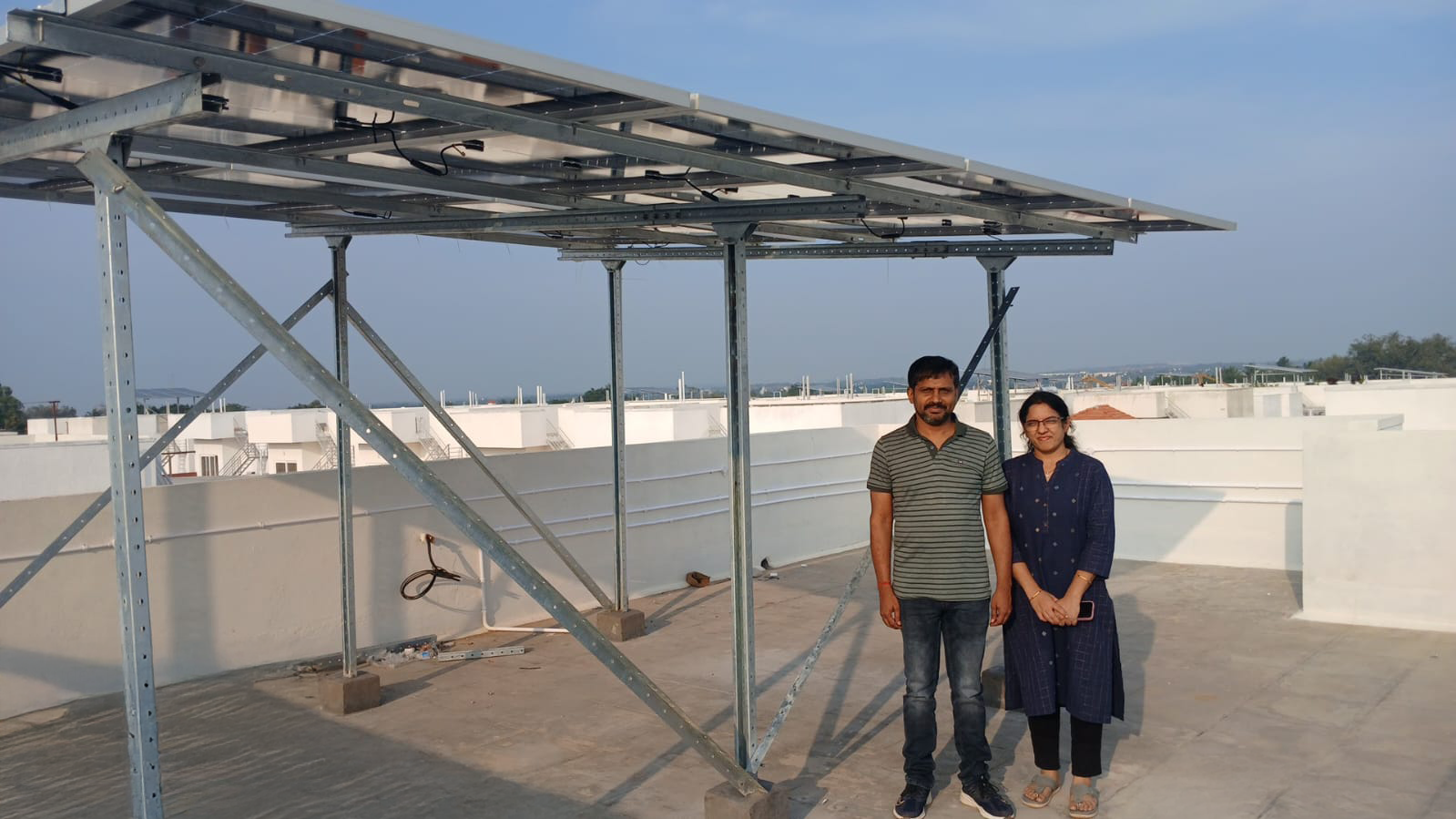 Happy customer with solar installation